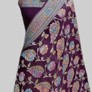 Majenta Georgette Saree Zari Border Patti Multi Dye