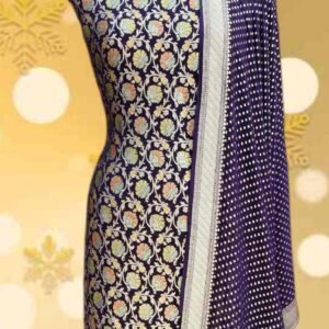 Purple Banarasi Georgette Salwar Suit Set with All-Over Meenadar Zari Motifs