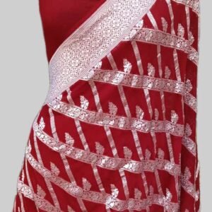 Grey Colour Georgette Zari Border Buta Pallu Saree