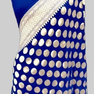 Royal Blue Georgette Zari Border Dollar Buta Saree