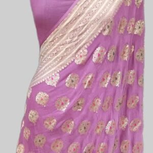 Levander Colour Georgette Zari Pallu Border Buta Saree