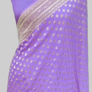 Pinkish Grey Georgette Zari Border Buti Pallu Saree