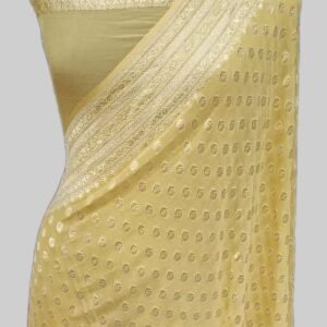 Light Tassar Colour Georgette Zari Border Buti Saree