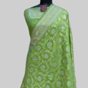 Pista Green Semi Silk Satan Meenadar Zari Border Pallu
