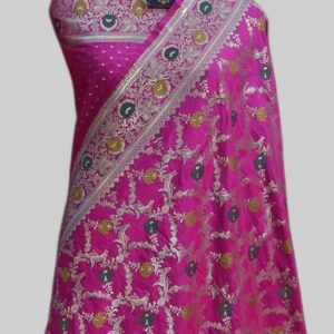 Light Majenta Semi Silk Satan Jangla meenadar Saree