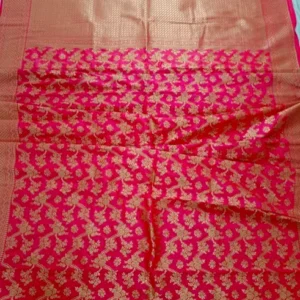 Rani Pink Upada Katan Saree Zari Border Pallu Jaal