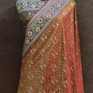 Rust Cream Multi Layer Brocade Saree Zari Touch Designer