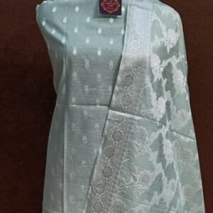 Light Grey Reshmi Cotton Banarasi Salwar Suit Set with Heavy Jaal Dupatta and Zari Buti