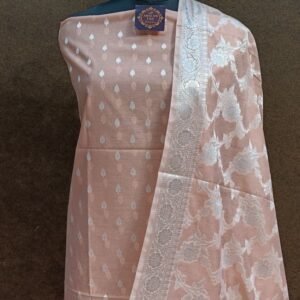 Peach Reshmi Cotton Banarasi Salwar Suit with Heavy Jaal Dupatta and Zari Buti
