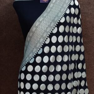 Black Georgette Light Zari Border Dollar Buta Saree