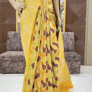 Gold And Purple Zari Motif Multi Colour Silk Saree
