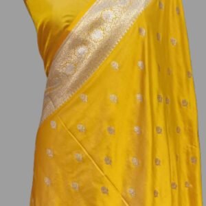 Gold Mashru Satan Saree Zari Border Buti Regular