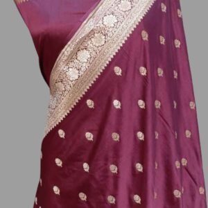 Maroon Mashru Satan Zari Border Buti Single Saree