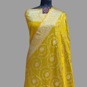 Gold Mashru Satan Zari Border Ring Design Saree