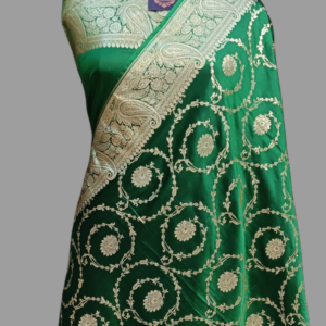 Green Mashru Satan Zari Border Ring Design Saree