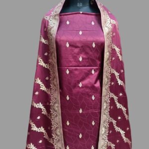 Maroon Mashru Shalwar Suit Zari Border Ada