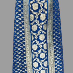 Royal Blue Banarasi Georgette Salwar Suit Set with All-Over Zari Motifs
