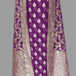 Majenta Banarasi Georgette Salwar Suit Set with All-Over Zari Motifs