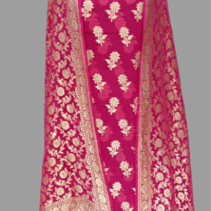 Rani Colour Banarasi Georgette Salwar Suit - 3 Piece with All-Over Zari Motifs