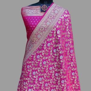 Rani Pink Semi Silk Saree Zari Border Pallu Meenadar