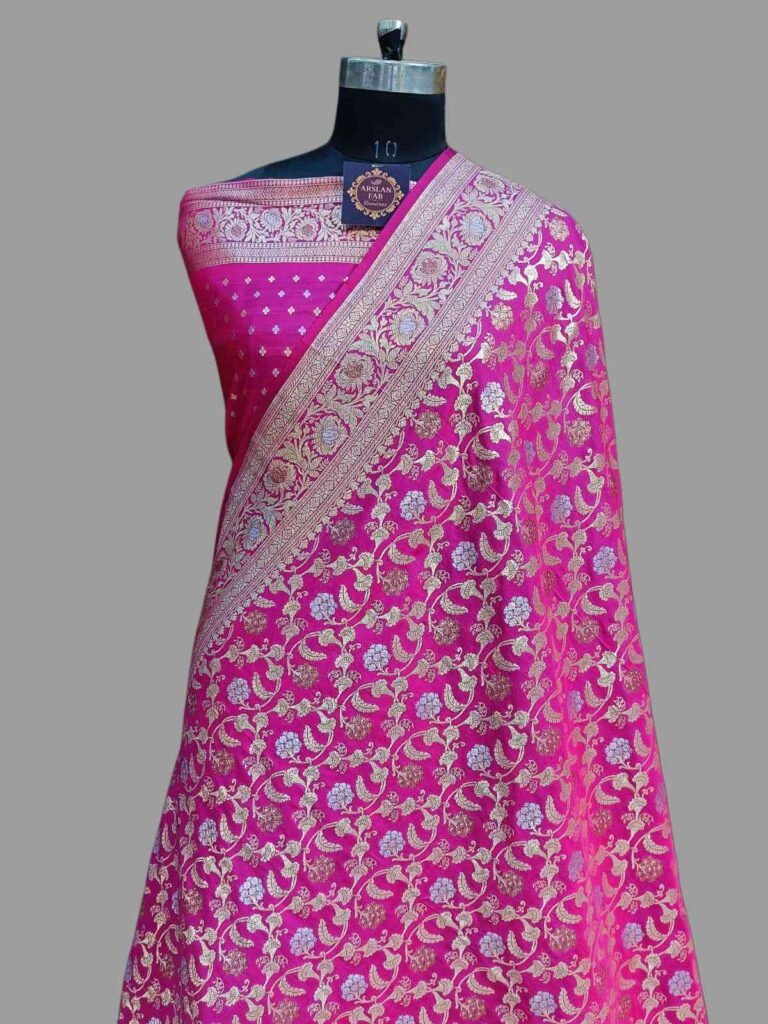 Pink Banarasi Silk Mashru Satan Saree