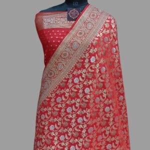 Orange Semi Silk Saree Zari Border Pallu Meenadar