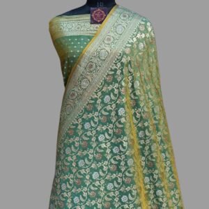 Mehdi Semi Silk Saree Zari Border Pallu Meenadar