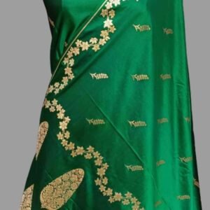 Green Mashru Satan Saree Fancy Zari Border Buti Pallu