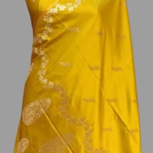 Gold Mashru Satan silk Saree Fancy Zari Border Buti