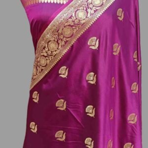 Majenta Mashru Satan Zari Border Buti Medium Saree