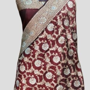 Purple Zari Border Pallu Banarasi pure upada Saree