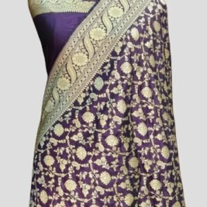 Purple Upada Pure Silk Saree Zari Border Pallu Jaaldar