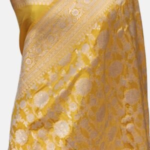 Light Gold Pure Silk Saree Upada Zari Border Pallu