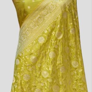 Lemon Pure Silk Saree Zari Border Pallu Jaaldar Upada