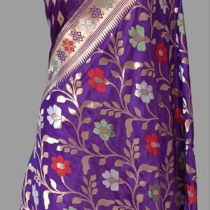 Purple Colour Pure Silk Saree Zari Border Jaal Meena