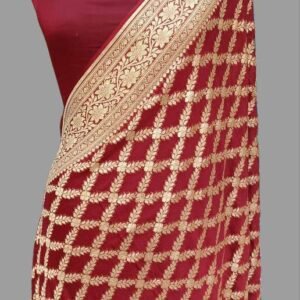 Maroon Khaddi Neemjari Border Pallu Designer Saree