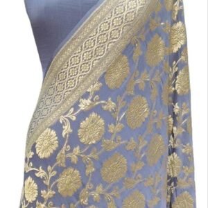 Regular Grey Georgette Neem Zari Border Pallu Saree