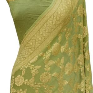 Angoori Colour Georgette Neem Zari Border Jaal Saree