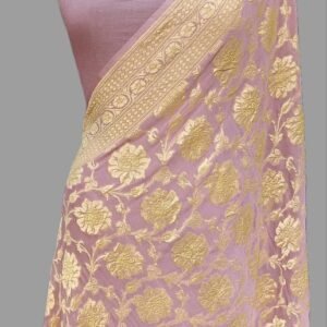 Dusty Peach Georgette Neem Zari Border Pallu Saree