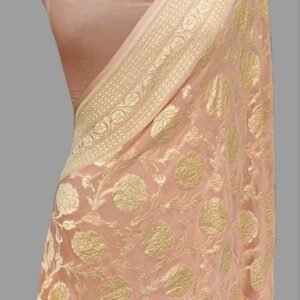 Peach Colour Georgette Neem Zari Border Pallu Saree