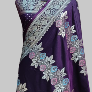 Majenta Designer Semi Silk Zari Border Pallu Meenadar Saree