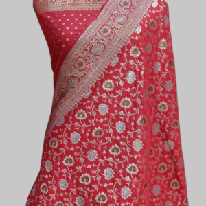 Orange Chunri Designer Pallu Semi Silk Zari meena Saree