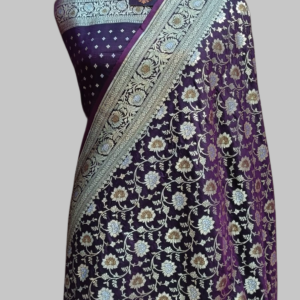 Purple Cunri Designer Pallu Semi Satan Zari Meena Saree