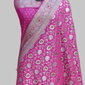 Pink Chunri Designer Pallu Semi Silk Zari meenadar Saree