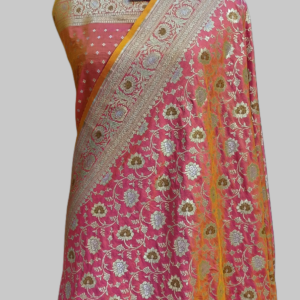 Strawberry Chunri Designer Pallu Semi Silk Zari meena Saree