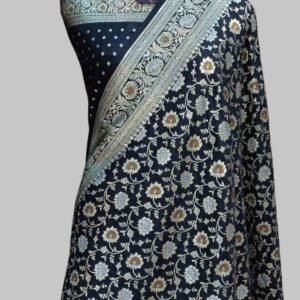 Black Chunri Designer Pallu Semi Silk Zari meenadar Saree