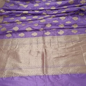 Lavendar Banarasi Silk Saree Upada Katan Pure Zari