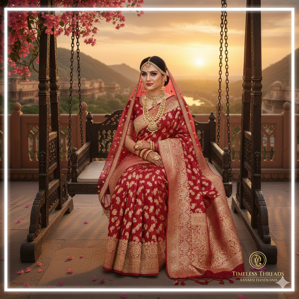 Elegant Banarasi silk party wear saree with zari work
