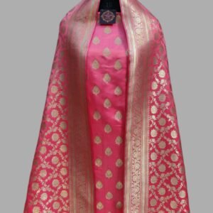 Strawberry Mashru Satan Suit Buti Top Jaal Dupatta