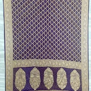 navy blue bandhni zari check saree zari pallu